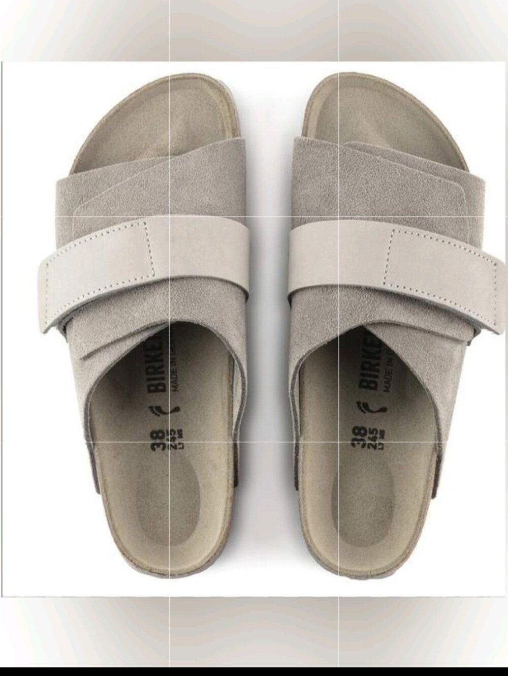 Birkenstock Unisex Kyoto Suede Leather Beige Slide US W Sz 8-8.5, M 6-6.5, EU 39